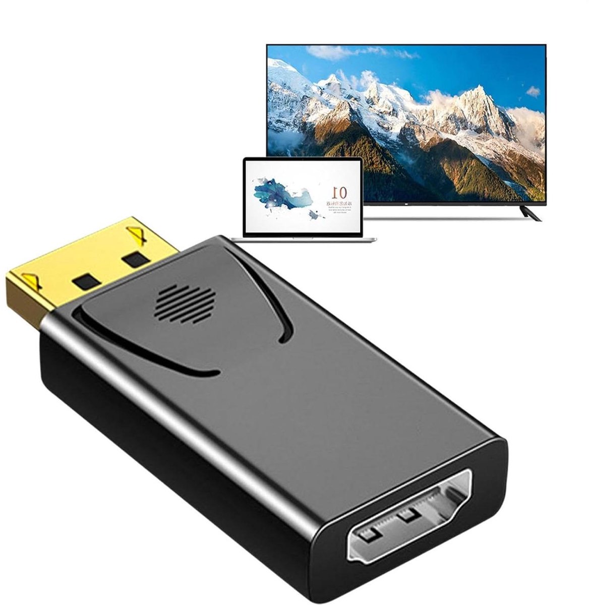 Displaypoort Kabel - USB Adapter - Video Streamen - 4K 60Hz Ondersteuning - 10 x 6 x 1 cm - Zwart