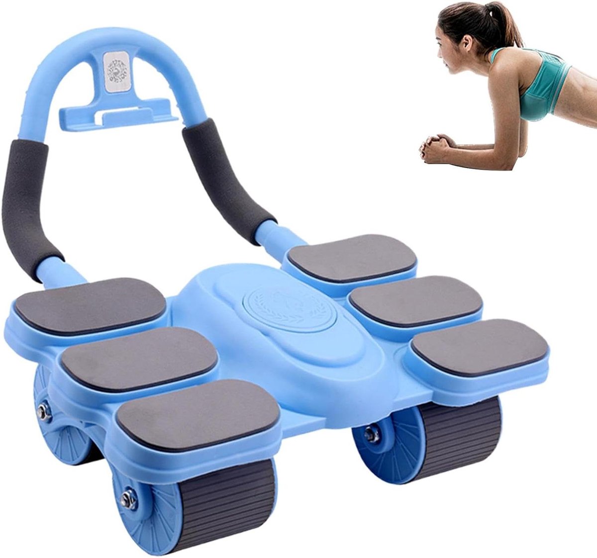 Buikroller - Buikspieroefenaar - Thuis sporten - Automatische rebound - 37 cm - Blauw