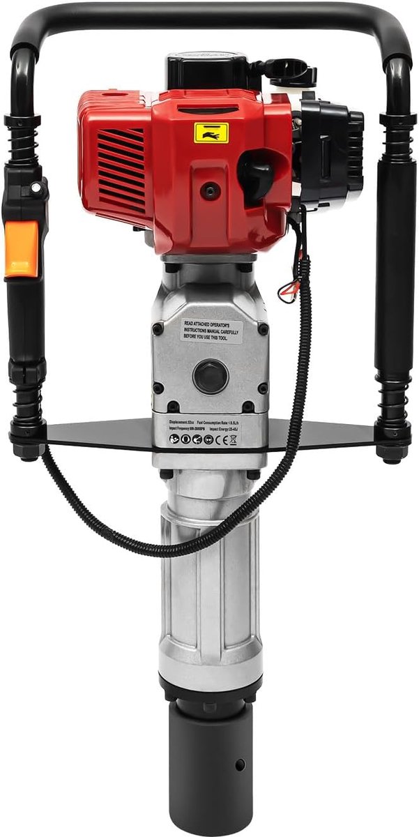 Benzine paalram - Paal stuurprogramma - Hekbouw plaatsen - Schokabsorberend ontwerp - 55-70 mm hulzen - Zwart
