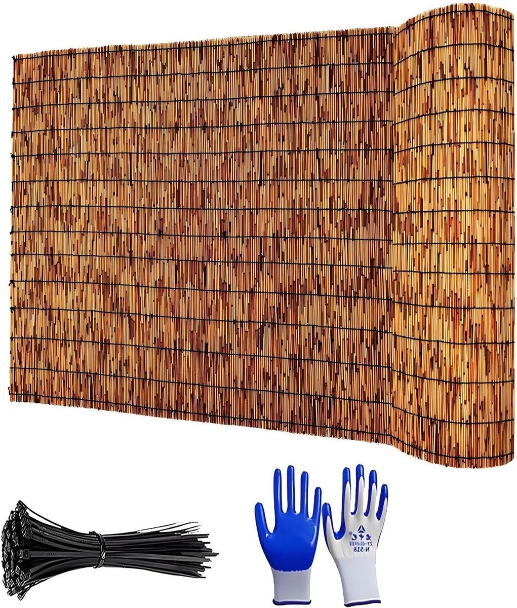 Tuinscherm Riet - Bamboe Schutting - Privacy Buiten - Natuurlijk Materiaal - 15 meter - Bruin