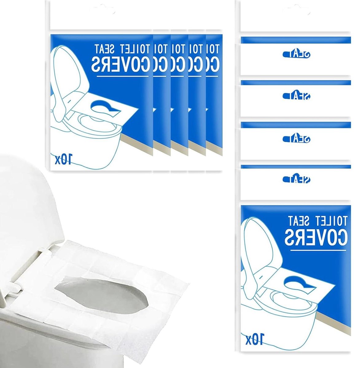 Wegwerp Toiletbrilhoezen - Papieren Afdekkingen - Hygiënisch Reizen - Wateroplosbaar - 110 Stuks - Wit