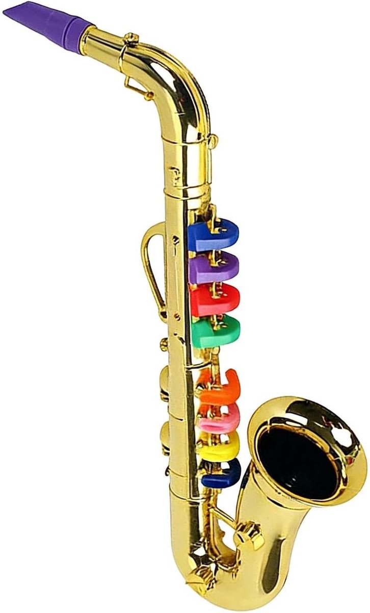 Kindersaxofoon Speelgoed - Muziekinstrument Educatief - Muziek Leren Spelen - 8 Gekleurde Toetsen - 479 x 186 cm - Goud