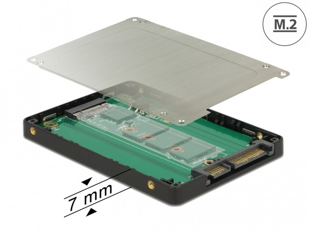 Delock 2.5″ Converter SATA 22 pin > M.2 with Enclosure