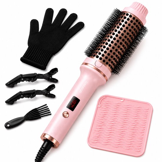 CASSICO® Thermal Brush - Keramische Warmteborstel - Krulborstel Hitte Borstel in 1 - Krultang - Fohnborstel en Airstyler Alternatief - Roze - Incl. Accessoires