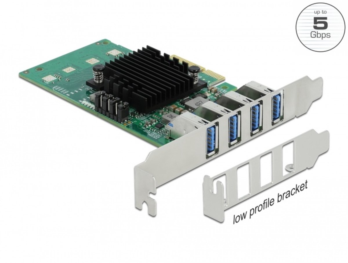 Delock PCI Express x4-kaart naar 4 x externe USB 3.0 Quad Channel