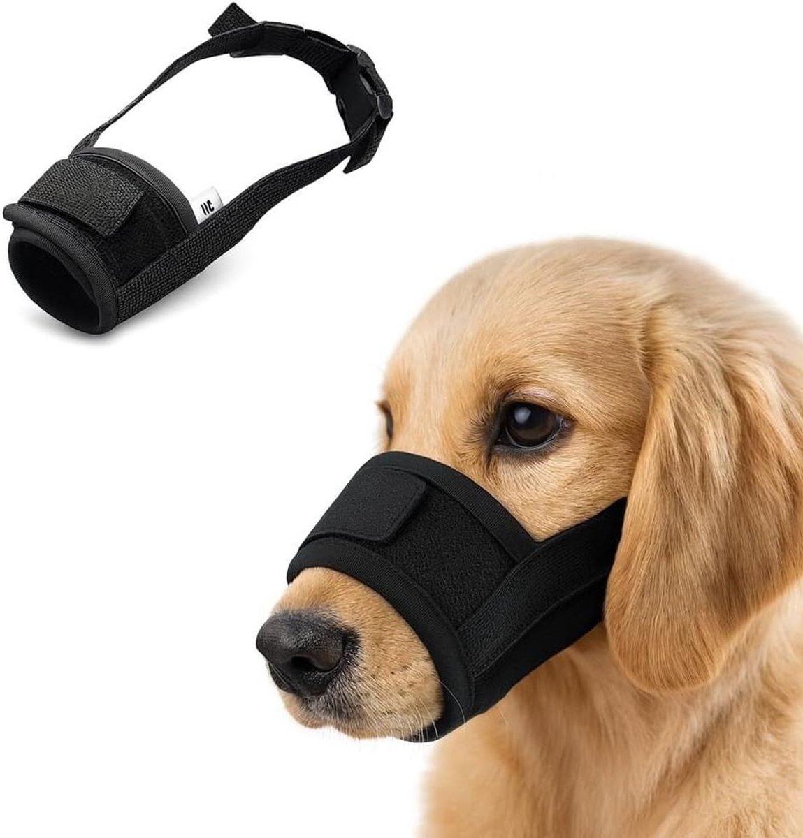 Honden Muilkorf - Hondenmasker - Veilig Wandelen - Verstelbaar Ademend - Maat L - Zwart