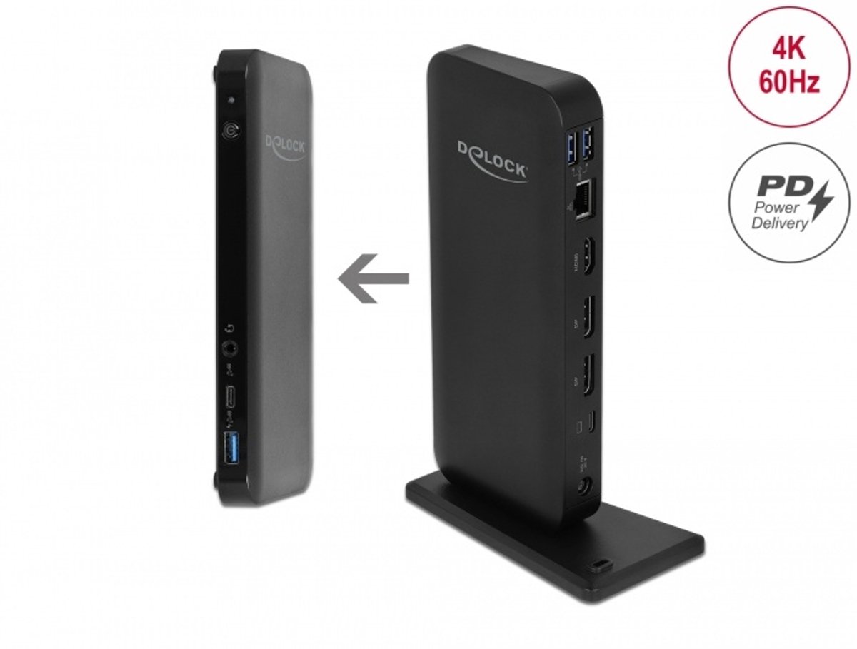 Delock USB Type-C™ DP 1.4 Docking Station 4K - HDMI / DP 1.4 / USB 3.2 / LAN / PD 3.0