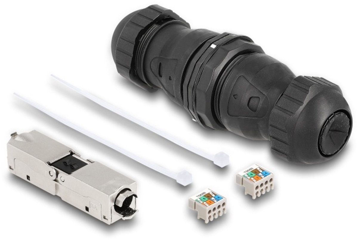 Delock Cable connector LSA to LSA Cat.6A IP68 dust and waterproof black