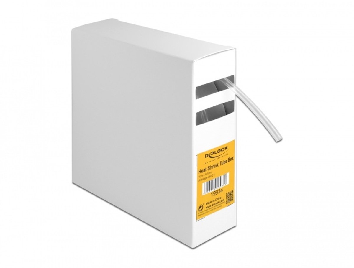 Delock Heat shrink tube box, Shrinkage ratio 2:1, 10 m x 4.8 mm transparent