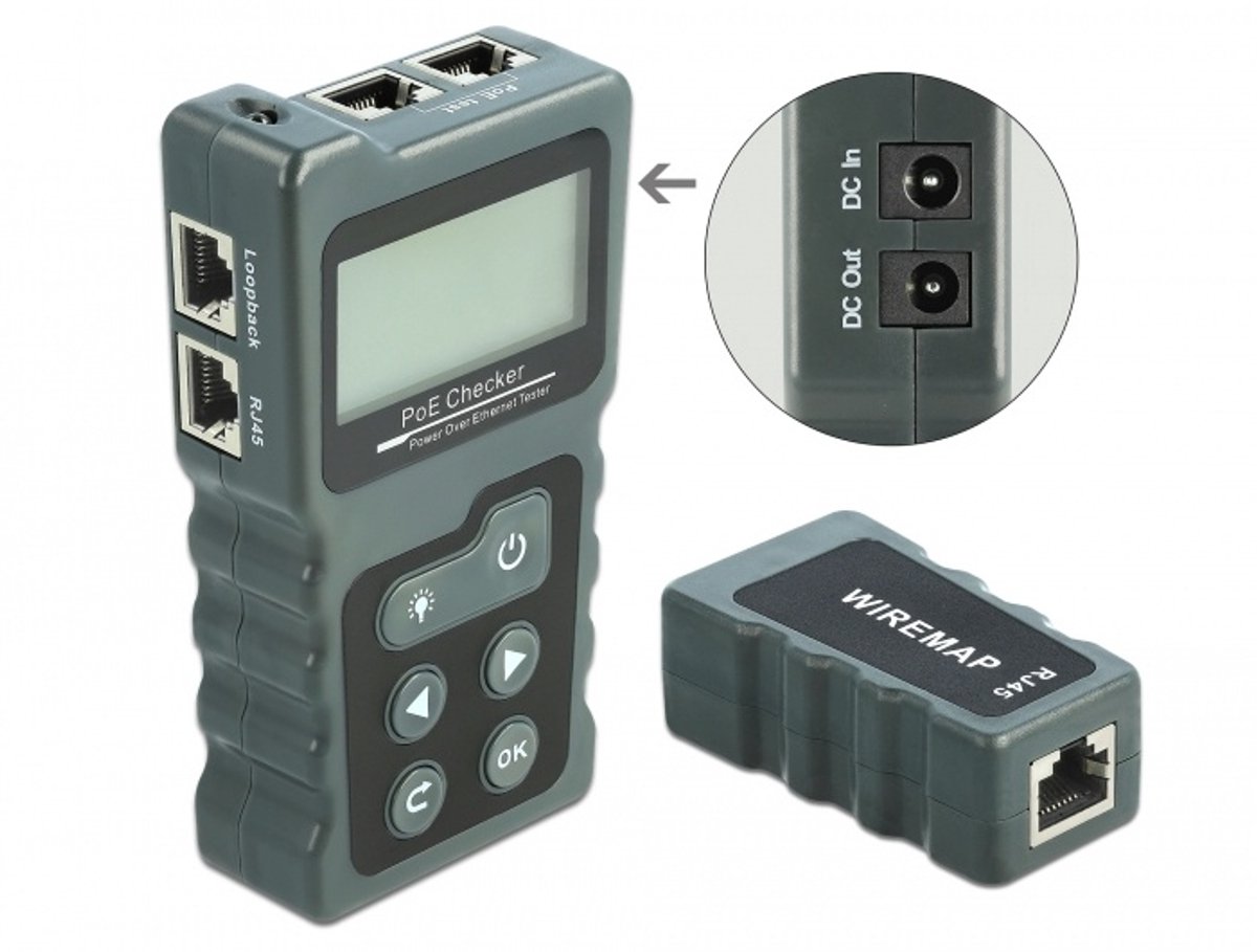 DELOCK LCD kabel Tester RJ45 / PoE / DC