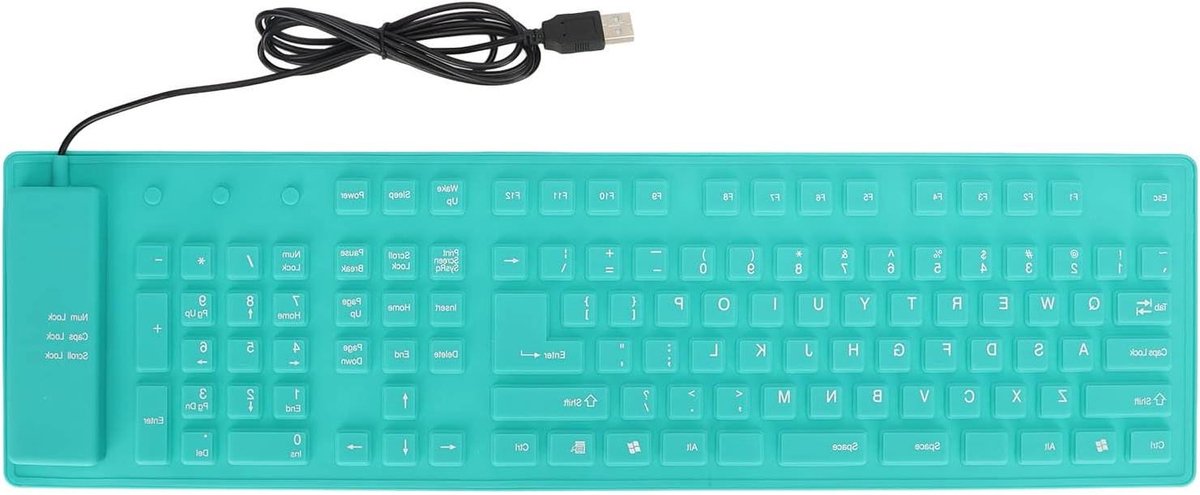 Opvouwbaar Toetsenbord - Flexibel USB - Stil Typen - Volledig Waterdicht - 108 Toetsen - Groen