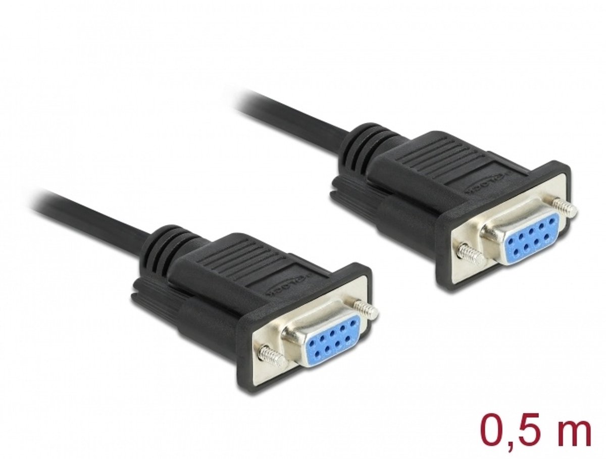 DeLOCK 87308 seriële kabel Zwart 0,5 m DB-9