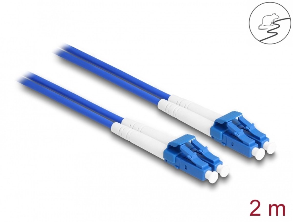 Glasvezel optische kabel met metalen pantsering LC duplex naar LC duplex singlemode os2 2 m