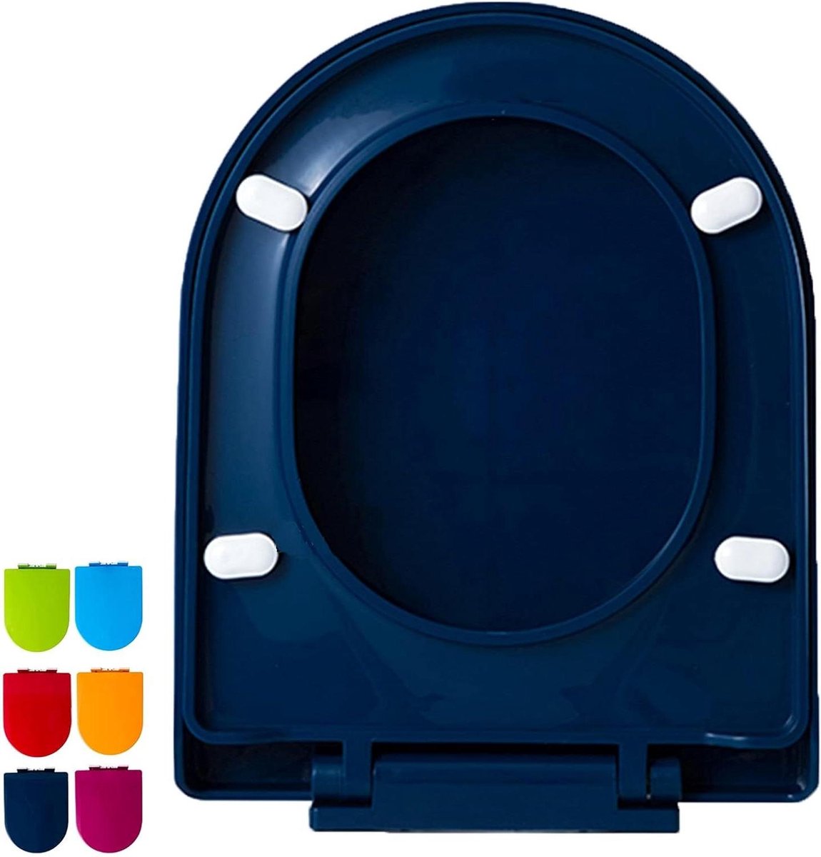 Toiletbril D-vorm - Zachte sluiting - Badkamer vernieuwen - Snel los te maken - Verstelbaar - Marineblauw