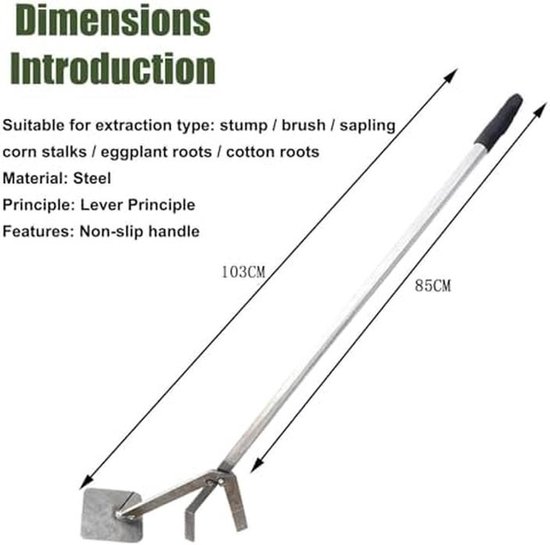Onkruidtrekker - Worteltrekker - Tuinonderhoud - Hefboomwerking - 85 cm - Zwart — afbeelding 2