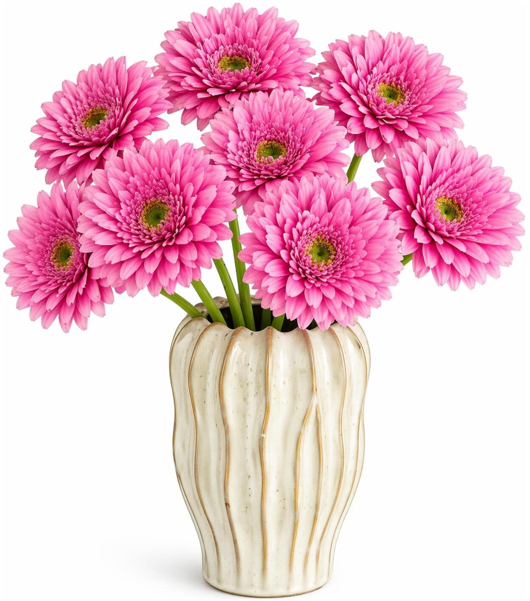 Mica Decorations Kunstbloem Gerbera Floral - 10x - H60 cm - roze - kunststof - stelen kunstbloemen - boeket - rozen bloemetjes