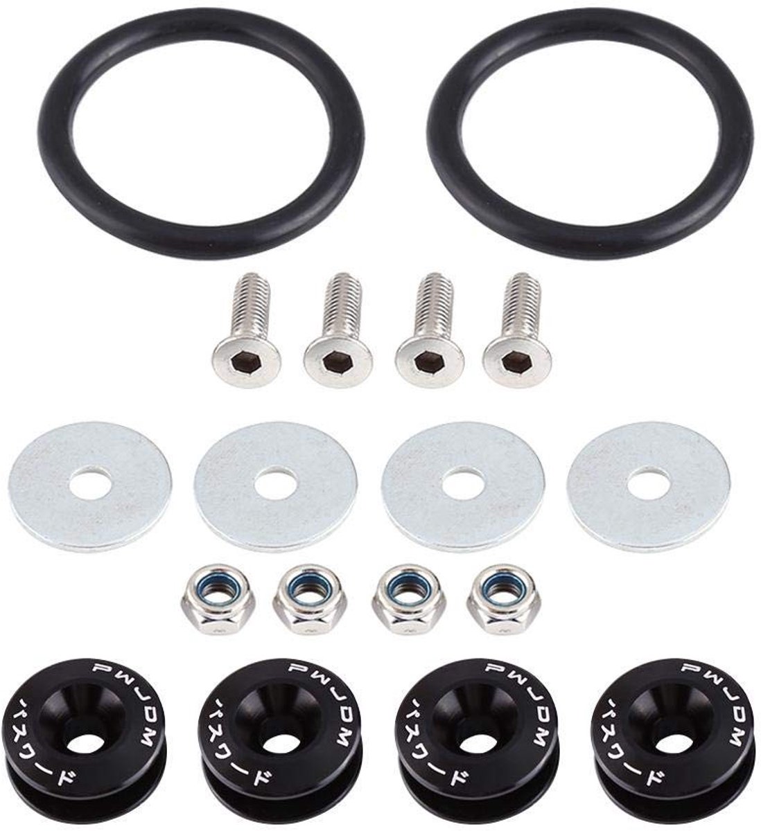 Allecto - Bumperhouder - Auto aluminiumlegering - Snelsluiting - Zwart - Motor bay aankleedkit - Geschikt voor wasmachine - KIMISS23aicspk4h-09