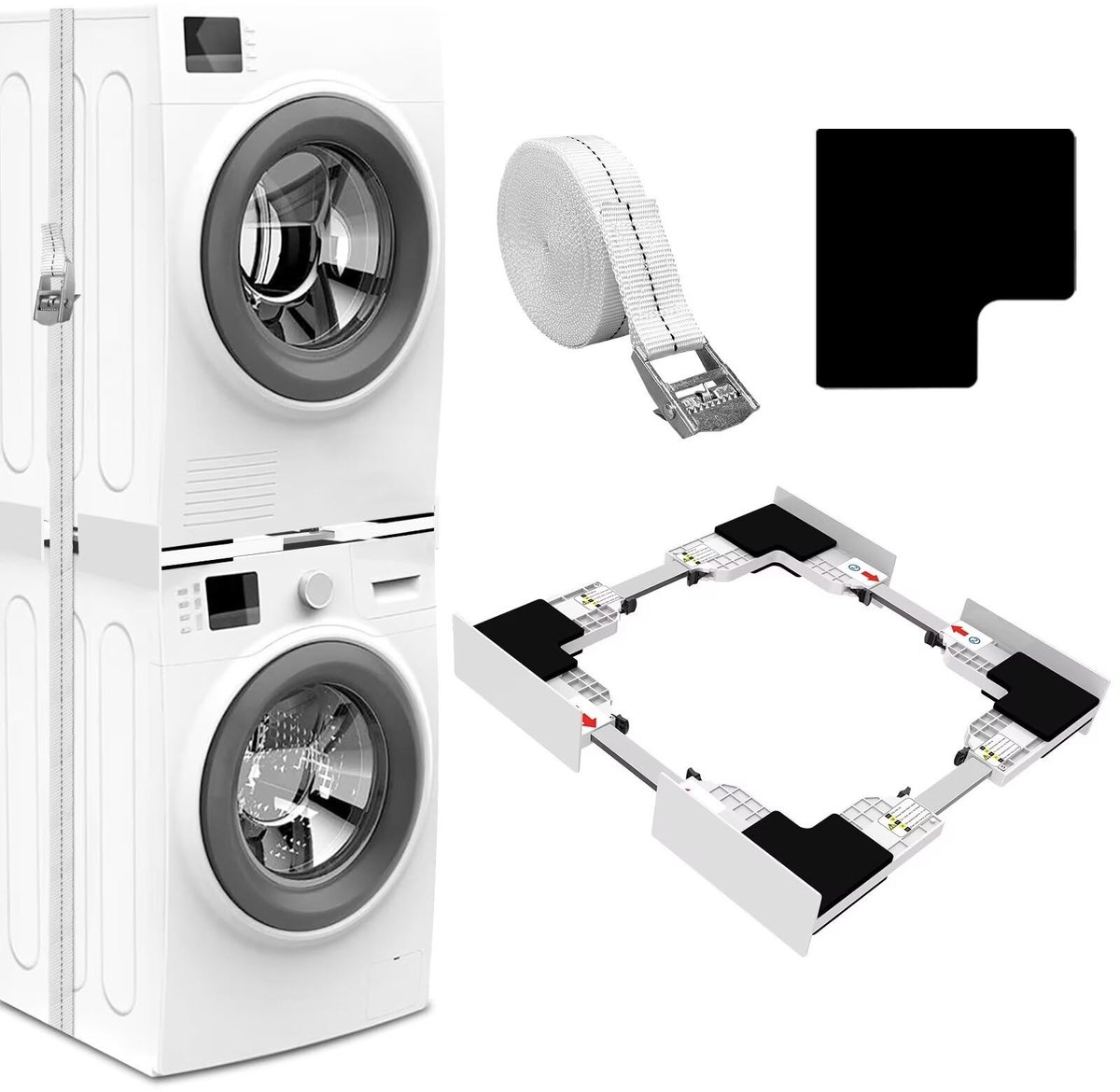 Allecto - Universeel verbindingsframe - Stapelbouwset - Tusseninbouwframe - 46-66 cm - Ruimtebesparend - Wasmachine en droger - Bijkeuken
