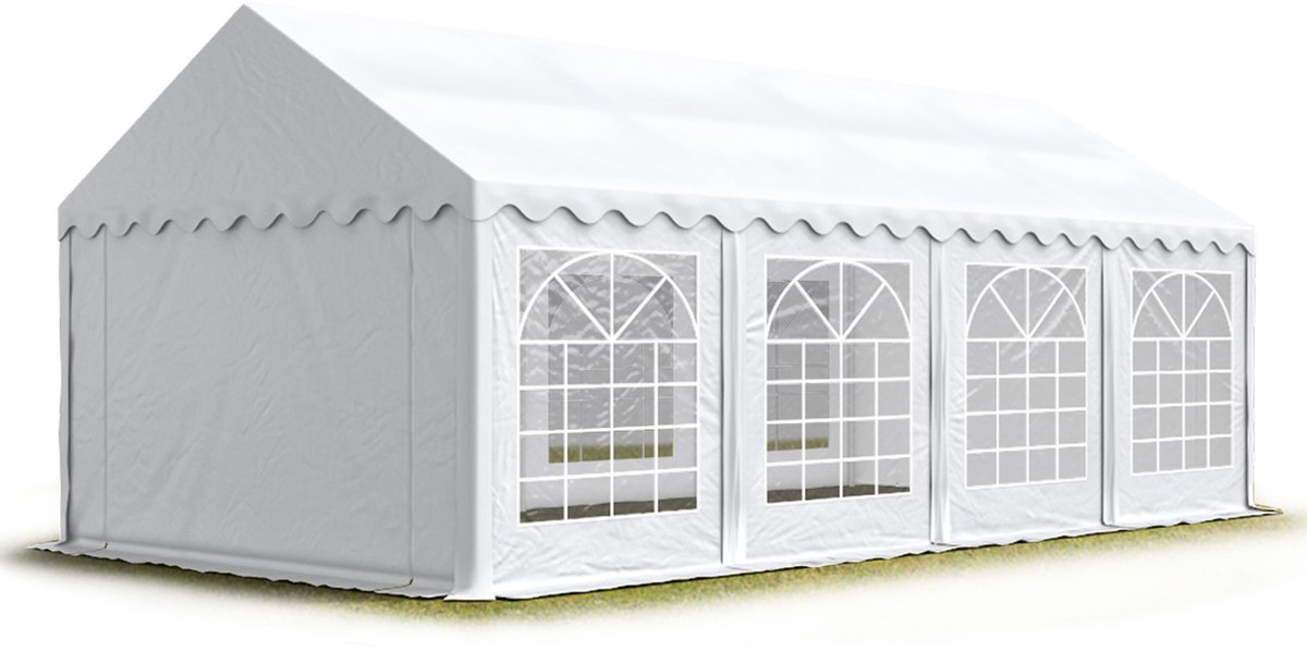 Partytent feesttent 4x8 m tuinpaviljoen -tent 500 g/m² PVC zeil in wit waterdicht