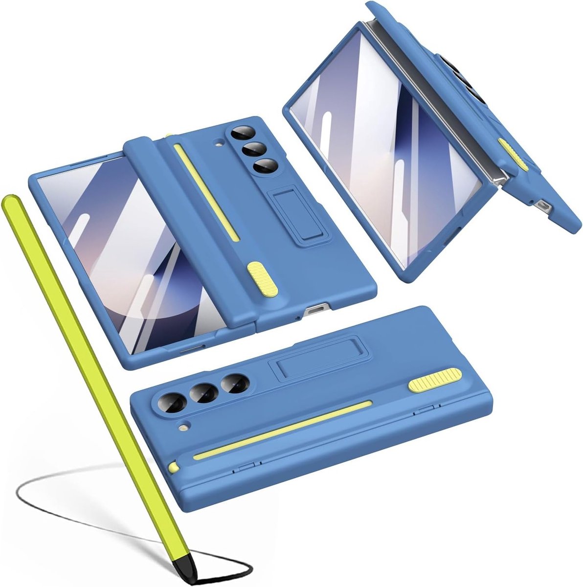 Beschermende hoes voor Galaxy Z Fold 6 met Penhouder, Scharnierbescherming en Screen Protector, Blauw en Functioneel Design