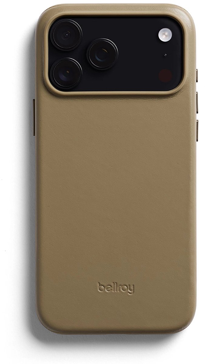 Bellroy hoesje iPhone 17 Pro Max – Compatibel met MagSafe – Hybride constructie met leer en polymeer – Verhoogde camera-rand voor extra bescherming - Beige