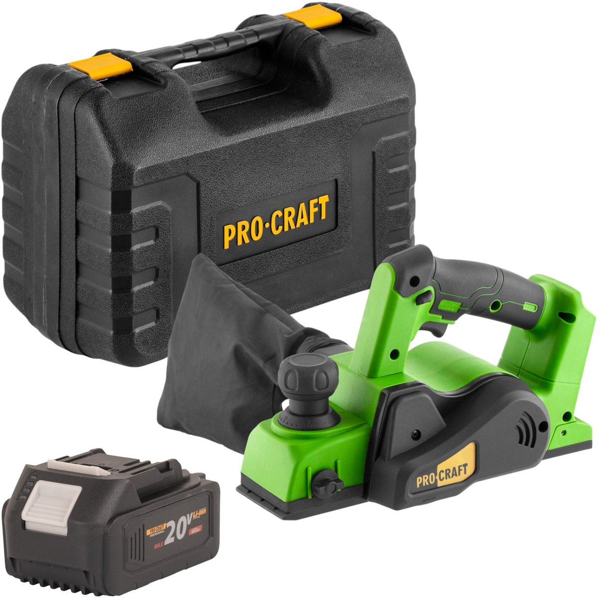 Procraft PE20BLbb accu-schaaf 20 V 82 mm borstelloos + 1x accu 4,0 Ah + koffer - zonder oplader