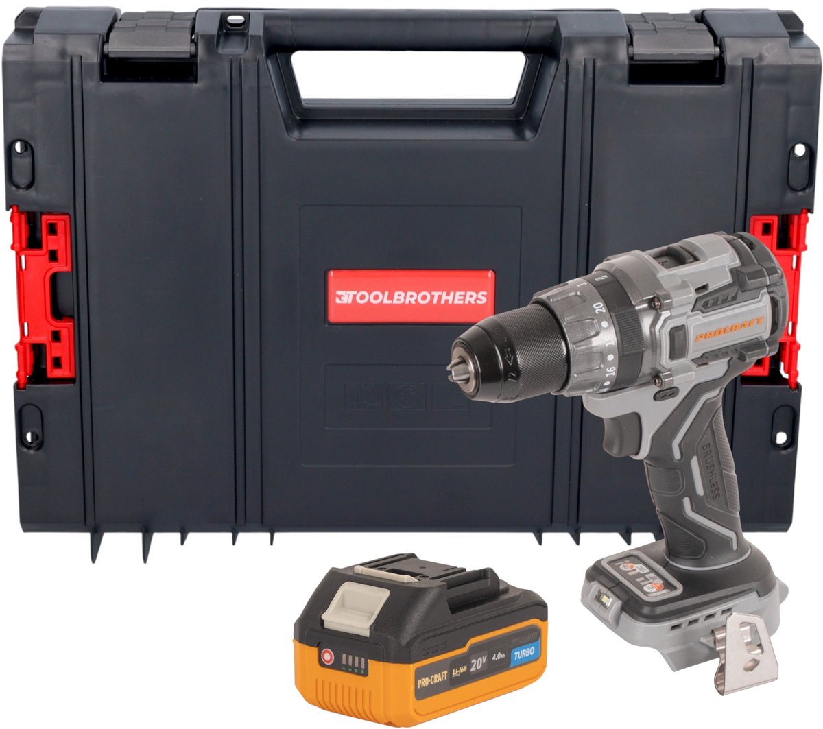 Procraft Industrial CD20Abb accu-klopboormachine 20 V 85 Nm + 1x accu 4,0 Ah + RHINO gereedschapskoffer - zonder oplader