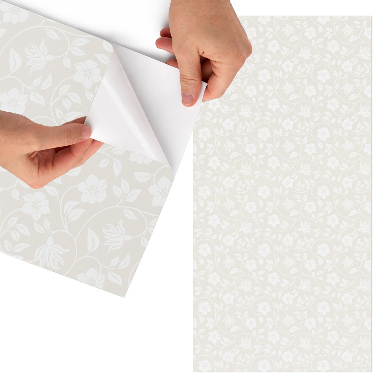 Tulup Meubelfolie - Bloemenpatroon Meubelfolie Zelfklevend - 50x100 cm - Beige Meubelfolie - Plakfolie Meubels - Minimalist Meubelfolie - Decoratiefolie Zelfklevend - Slaapkamer decoratie - Bloemen en planten