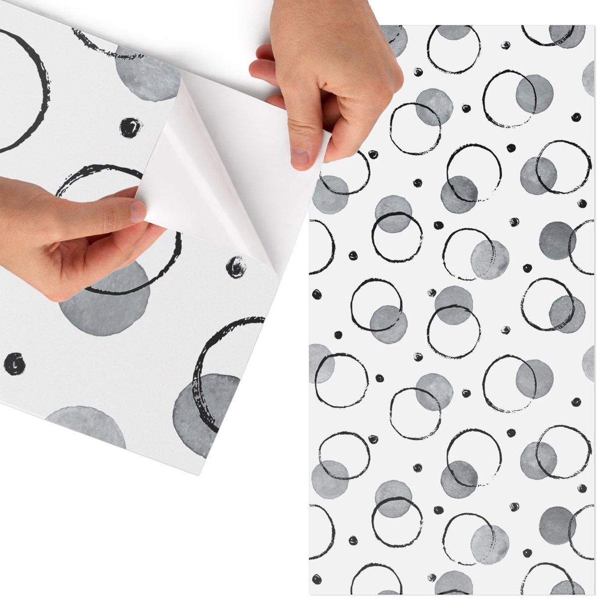 Tulup Meubelfolie - Creatieve kringen Meubelfolie - 50x100 cm - Wit Meubelfolie - Meubelfolie Zelfklevend - Minimalist Meubelfolie - Wrapfolie Keuken - Wanddecoratie - Achtergronden en patronen