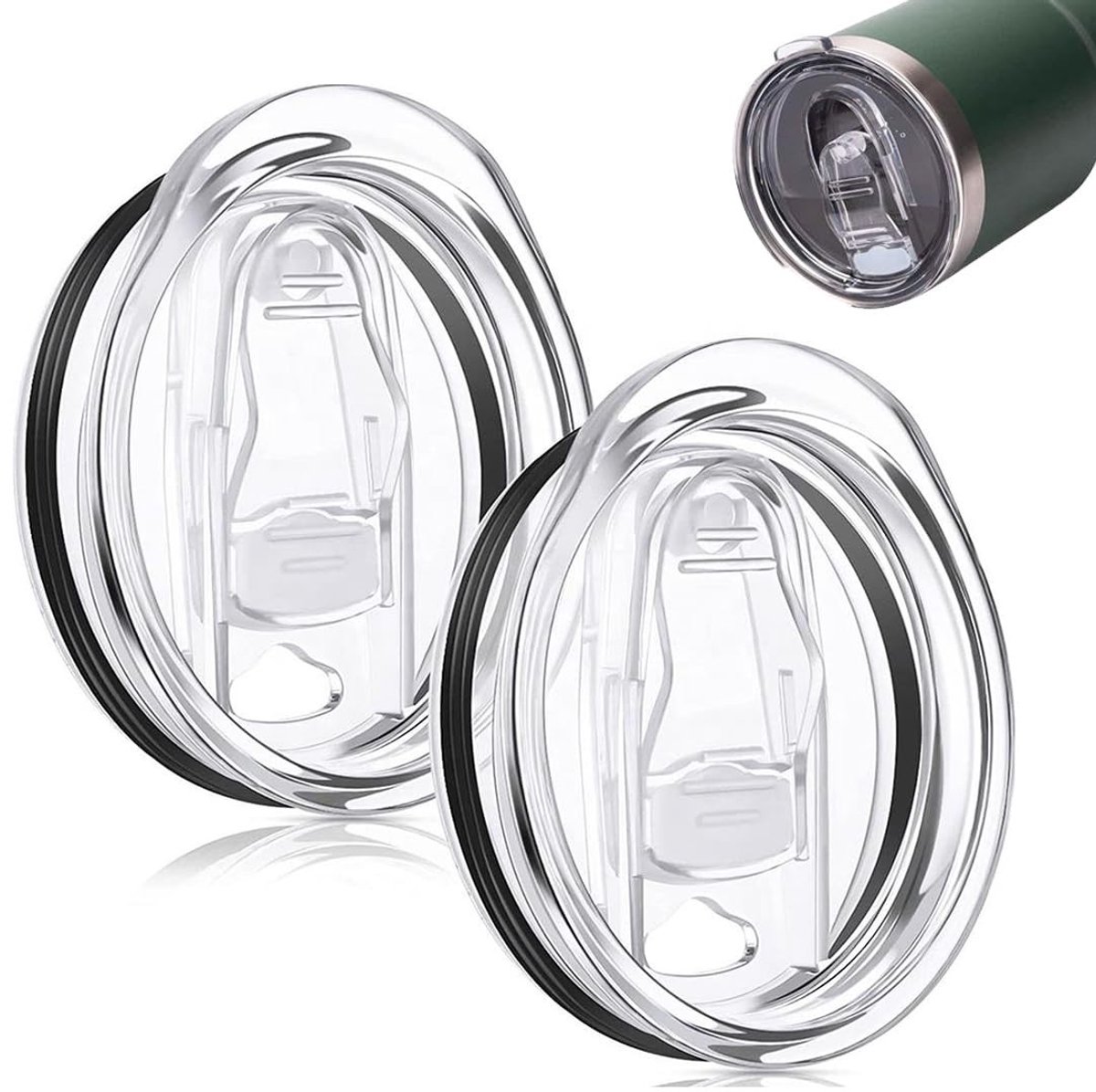 Allecto - Travel Cup Spare Lid - Set van 2 - Splashproof en duurzaam - Transparant - Vervangende deksels voor koelbekers - Geschikt voor 20 oz