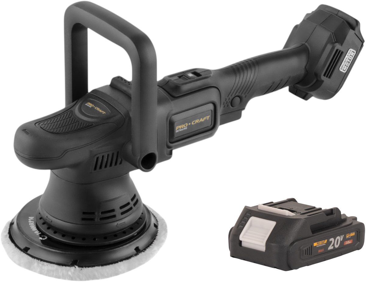 Procraft PM22bb accupolijstmachine 20 volt 150 mm + 1x accu 2,0 Ah - zonder oplader