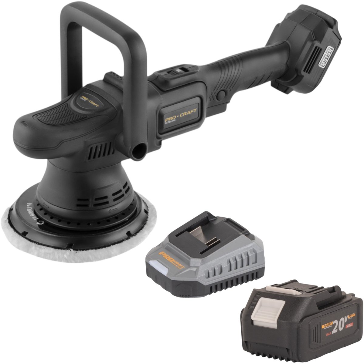 Procraft PM22bb accupolijstmachine 20 volt 150 mm + 1x accu 4,0 Ah + oplader