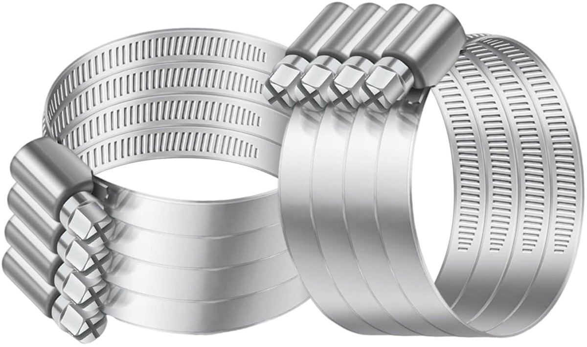 Set van 8 Roestvrijstalen Slangklemmen 100 mm - Professionele Klemmen voor Leidingen en Slangen