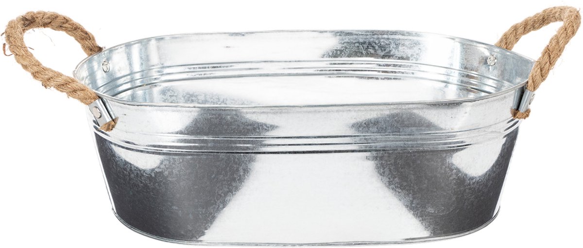 Schaal ovaal 35cm x 21,5cm H11,5cm Glanzend zink