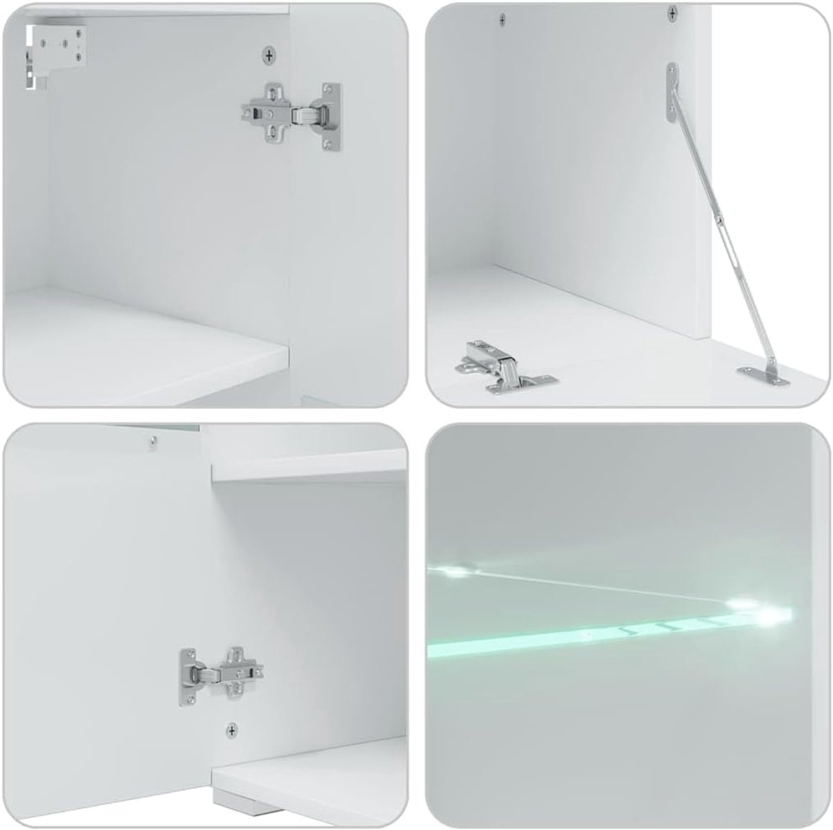 Olive Luxe LED Wandmeubel 5-delig Olijfgroen Houtcomposiet TV Meubel Set met Verlichting en Opbergruimte