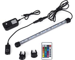 Oneay 18 cm Volledig Onderwater LED Aquariumverlichting – 1,2W RGB met Afstandsbediening – IP68 Waterdichte Glasbalk met 9 LED’s - Europese norm