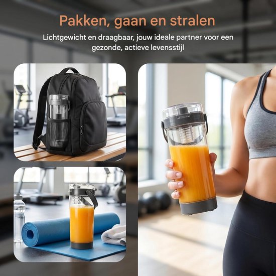 longziming - Draagbare Blender - USB Oplaadbare Smoothie Maker - Draadloze Blender Beker - BPA-vrij - 600ml - Compact En Lichtgewicht Ontwerp - Ideaal Voor Onderweg - 1 Stuks van longziming — afbeelding 4