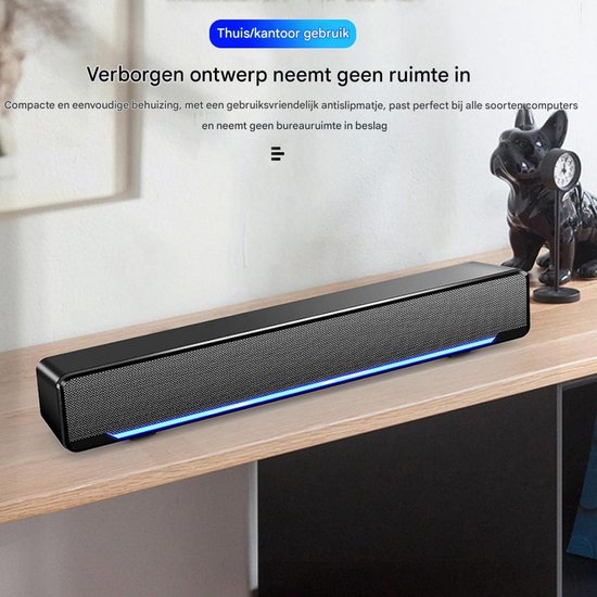 longziming -Stereo Soundbar - Luidsprekerbalk Met Subwoofer - Bureau Luidspreker - Geïntegreerde Subwoofer - Blauw LED Licht - Hoogwaardig Kunststof - Compact Ontwerp - Plug And Play Gemak - 1 Stuk van Longziming — afbeelding 4