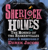 Boekomslag van Sherlock Holmes: The Hound of the Baskervilles, met de tekst "Sherlock Holmes The Hound of the Baskervilles" en Arthur Conan Doyle.
