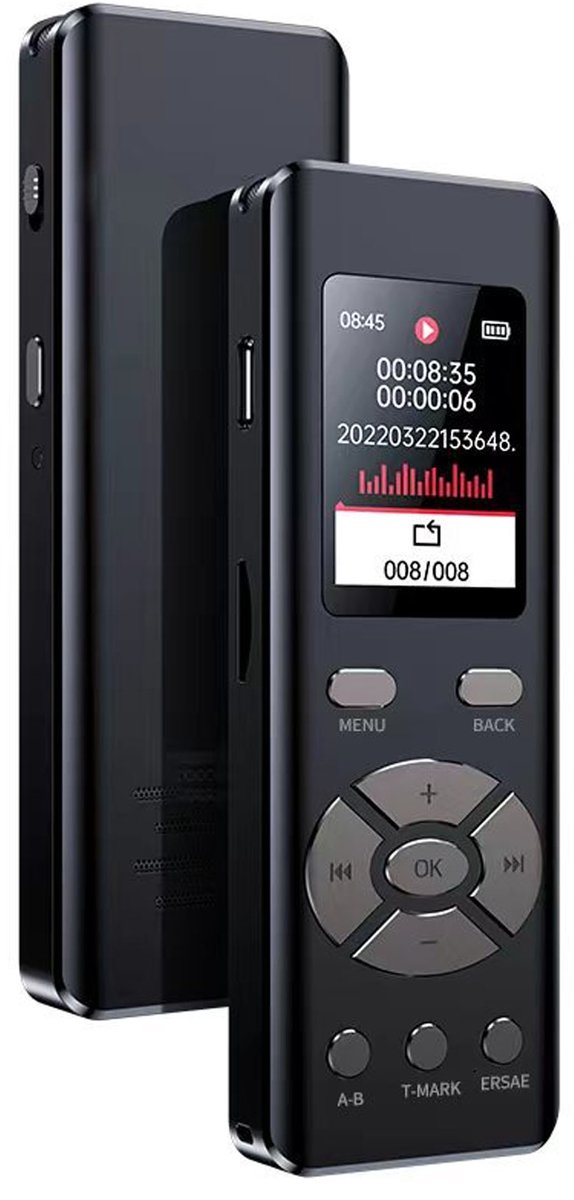 NAXSIR Digitale Dictafoon - 32GB - 1536 Kbps HD-Opname - MP3-Speler - A-B Herhaalfunctie - Voor Vergaderingen en Interviews