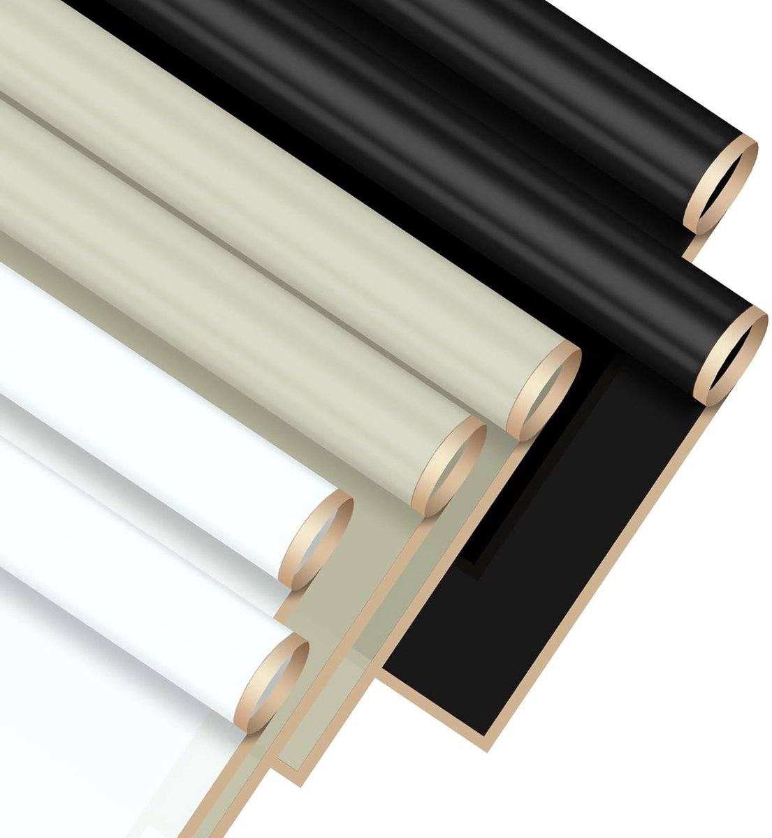 30 Vellen Waterdicht Bloemenpapier met Gouden Rand voor Boeketten en Cadeaus - Zwart, Wit, Bruin - Perfect voor Verjaardagen, Feesten en Trouwerijen
