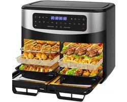 Airfryer Dubbele Zone - XXL Airfryer - Gezond Koken - Dubbel Raam - 12 Liter - Zwart