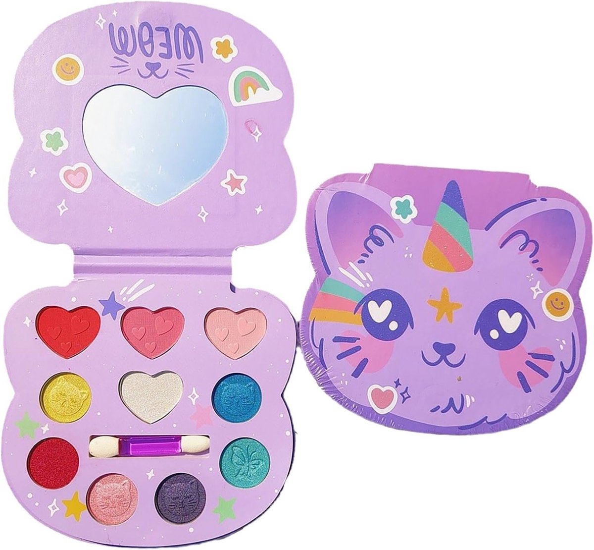 Complete Make-up Set voor Meisjes - Veilige en Wasbare Kindermake-up, Halloween Thema, DIY Prinsessen Make-up met 10 Kleuren