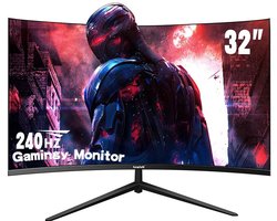 Flolife - Gaming Monitor 32 Inch Curved 240Hz Full HD 1080P - 1800R Frameloos PC Scherm met FreeSync - 1ms Responstijd - HDMI en DisplayPort - Ideaal voor Gamers en Kantoor