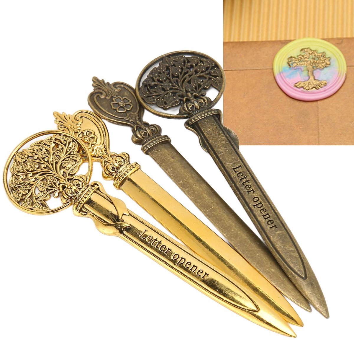 Dailygoods- Briefopener metaal - 4 Stuks - Ergonomisch ontwerp - Lichtgewicht - Retro design - Veilig in gebruik - Postopener
