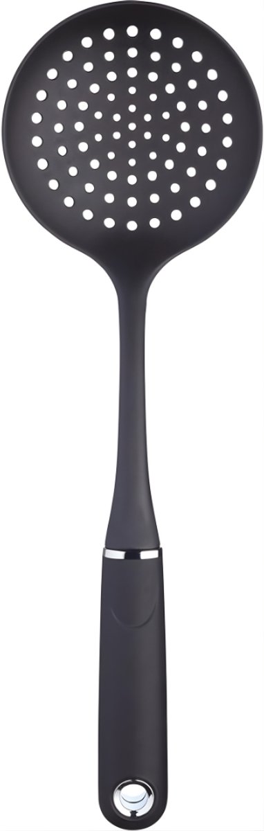 KAD® Spatel - Schuimspaan – Keukenhulp – Hittebestendig – Voor Soepen – Met Extra Lange Steel - Zwart - 44cm x 12cm x 5cm