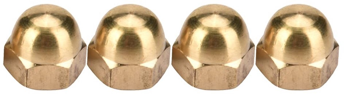 Dailygoods- Acorn Moer Messing - Dome Hoofd - Bevestigingsmiddelen - Moeren Set - M8 (10 Stuks) - Voor Machines/Voertuigen - Dopmoeren