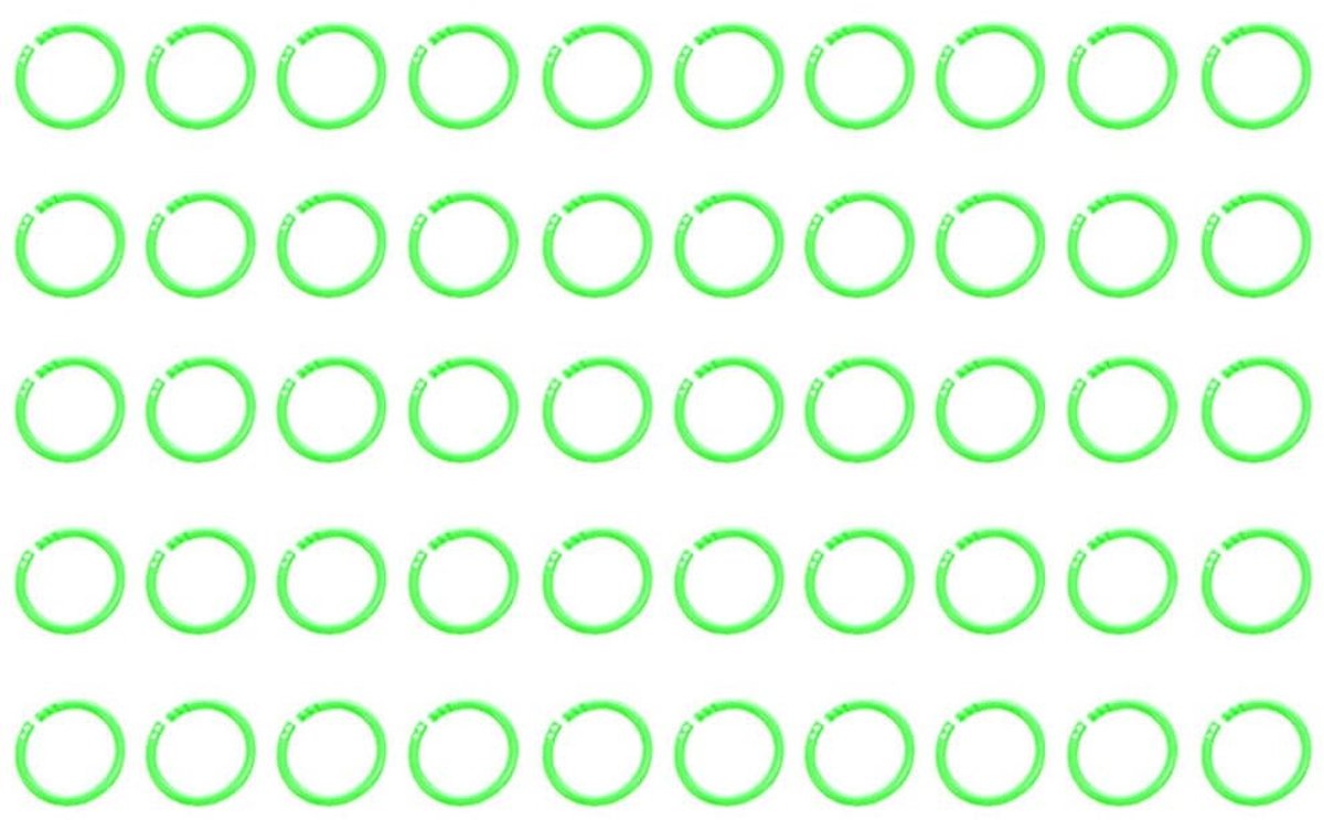 Dailygoods- Bevestigingssluitingen 50 stuks - Plastic Ringringen - Verwijderbaar - Groen - Binnendiameter 28 mm - Effectieve Beveiliging - Ringband