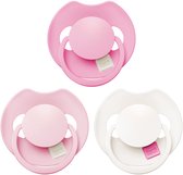 Difrax LOVI Sucette Prime Dynamique - 6 à 18 Mois - Rose - 3 Pièces