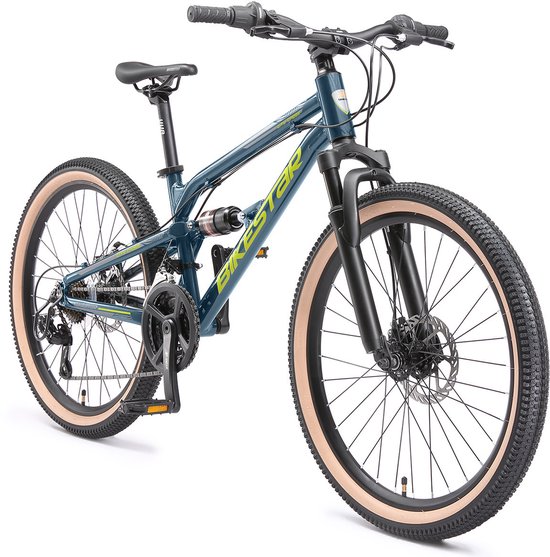 Bikestar 24 inch Alu MTB Fully, 21 speed, groen van Bikestar — afbeelding 5